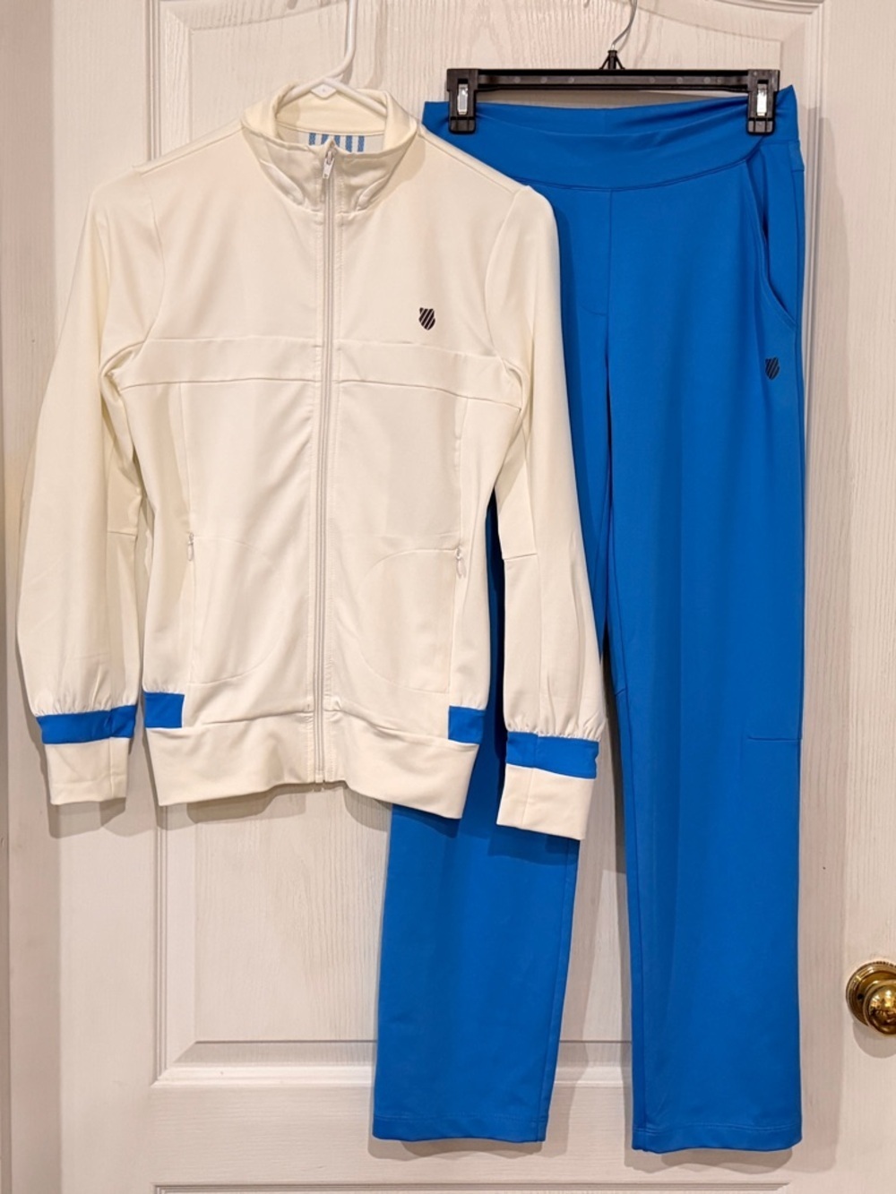 K-Swiss White and Blue Women's Track Jacket and Pants Set